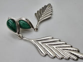 Jay King Sterling Silver Malachite Leaf Design Drop Earrings, 2-1/2"